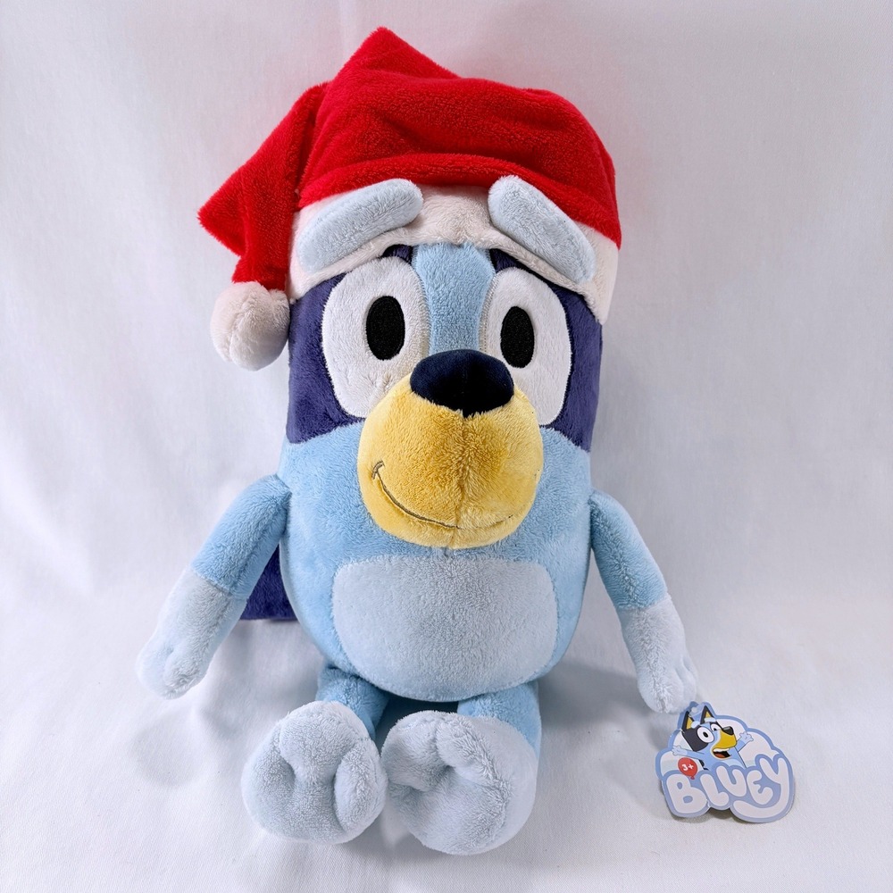 Animal Adventure Santa Bluey Plush 16" Christmas Santa Hat Stuffed Plush NWT